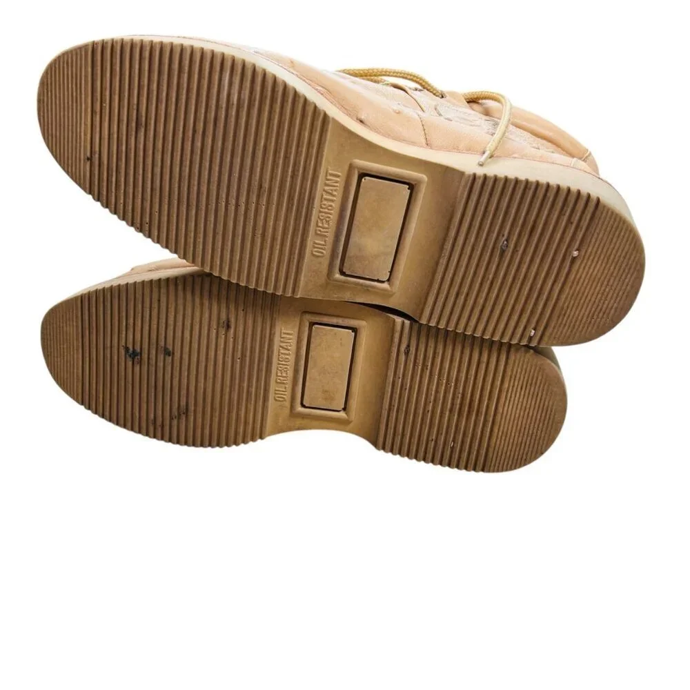 Reyme Caiman Ostrich Embossed Leather Oil Resistant 8 Men Shoes Boots Tan